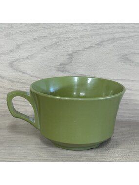 Vtg Allied Chemical Coffee Cup Mug Avocado Green  Melamine  MCM Retro Grannycore